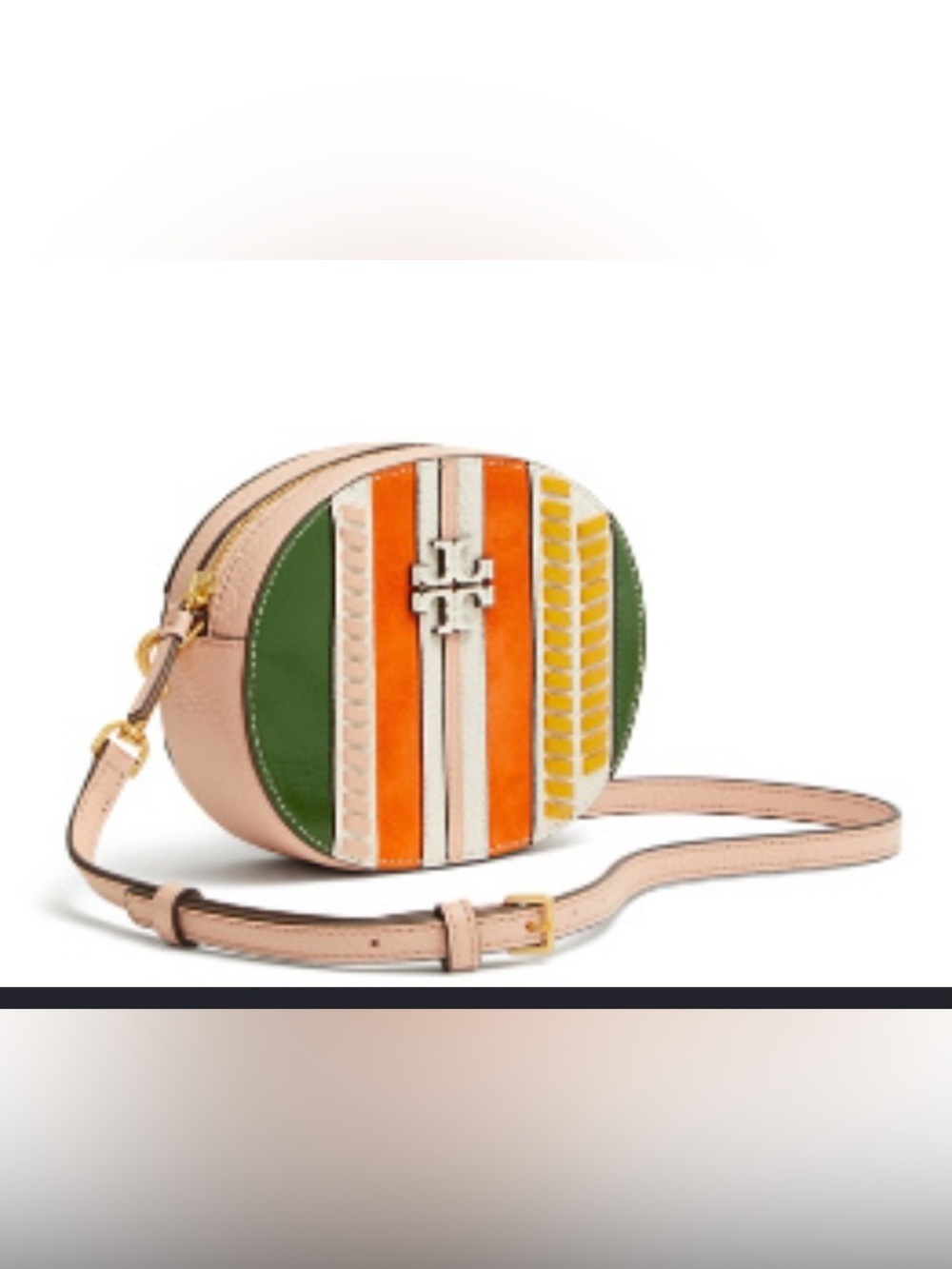 Tory Burch McGraw Pieced Convertible Round Crossbody Bag